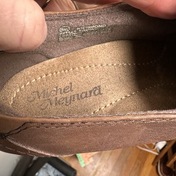 Michel Meynard Richmond Platform Wedge Clogs Brown Leather Comfort Heels Sz 8 W - Picture 7 of 10
